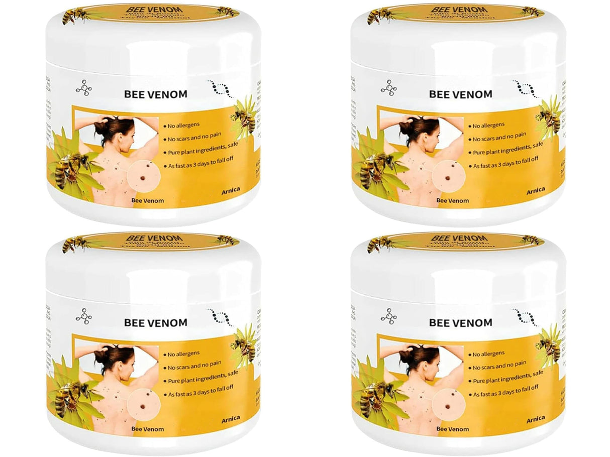 4 Pack Bee Venom Wart and Tag Remover, Bee Venom Mole and Wart Treatment Cream, Tag Recede Bee Venom for Skin