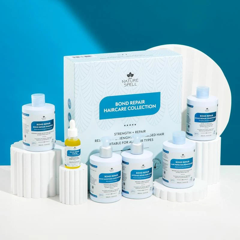 Nature Spell Bond Repair Haircare Collection - Restores And Strengthens Damaged Hair - 6 Step Routine