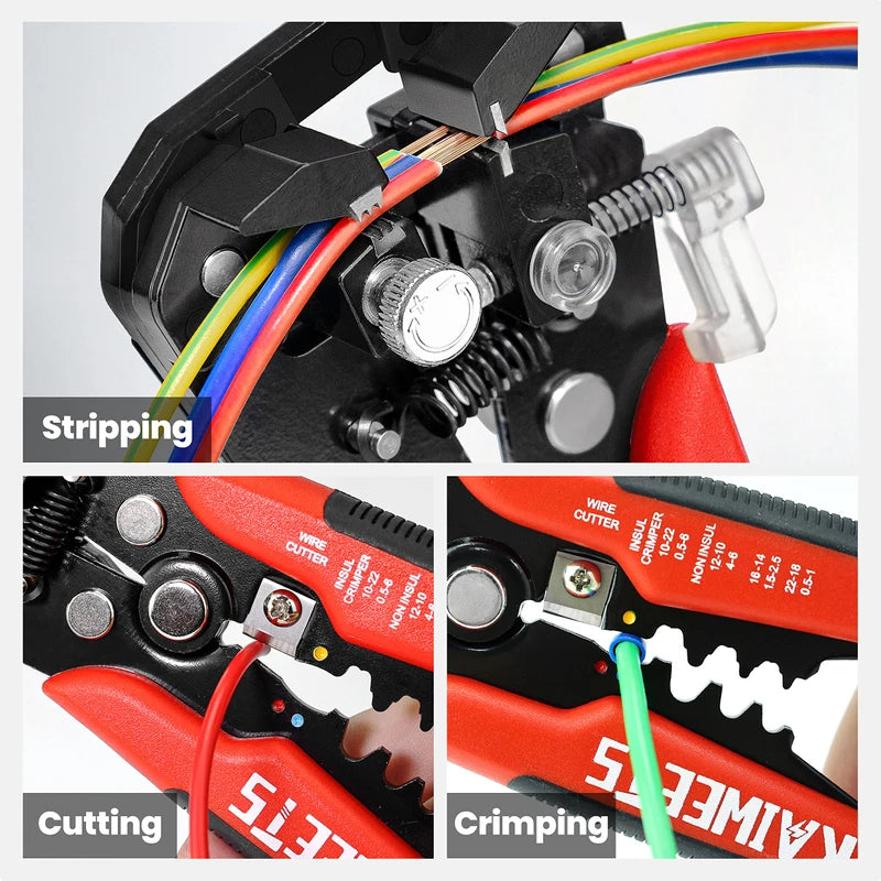 KAIWEETS Self Adjusting Wire Stripper - 3 in 1 Heavy Duty Automatic Wire Stripping Tool | 10-24 AWG Wire Cutter for Electrical Cable Cutting, Crimping Tool