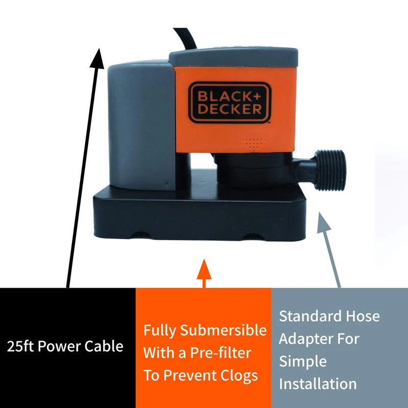 BLACK+DECKER Swimming Pool Cover Pump (350 Gallons Per Hour Automatic)