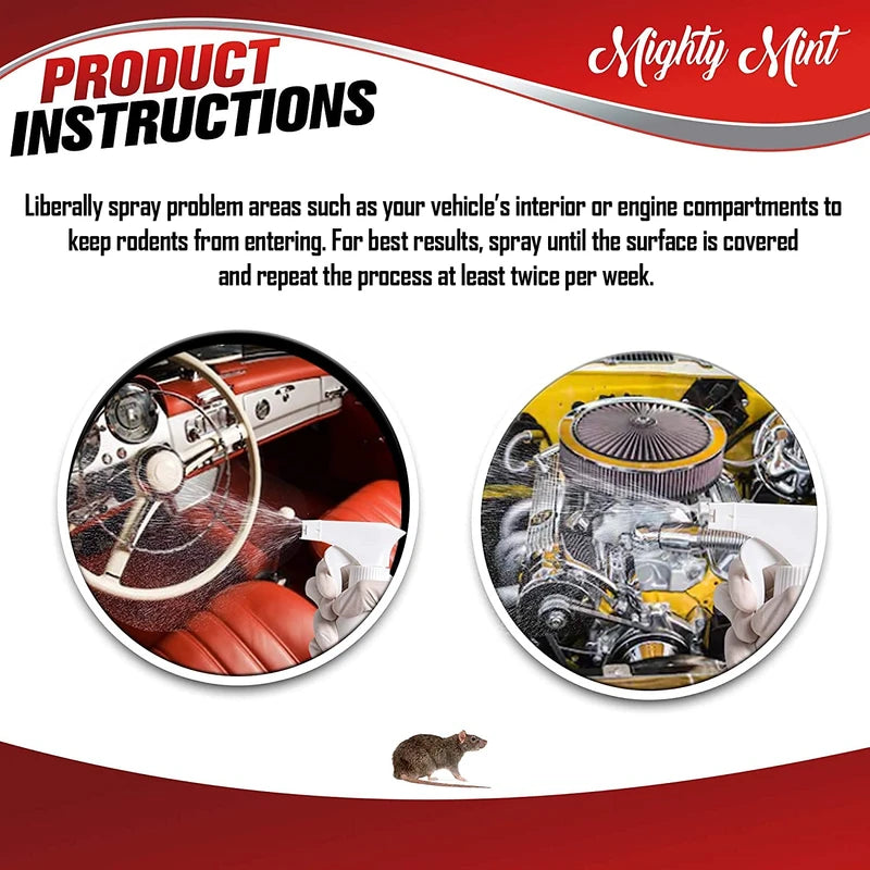 Mighty Mint Rodent Repellent Spray for Vehicle Engines and Interiors - Cars, Trucks, RVs, & Boats