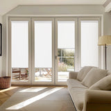 ChrisDowa Blackout Roller Shade Cordless Blinds for Indoor Windows Total Black Out Pull Down 34 Inch Blinds with Jacquard Fabric Thermal Insulated UV Protection for Home, Office (White, 34"W x 72"H)