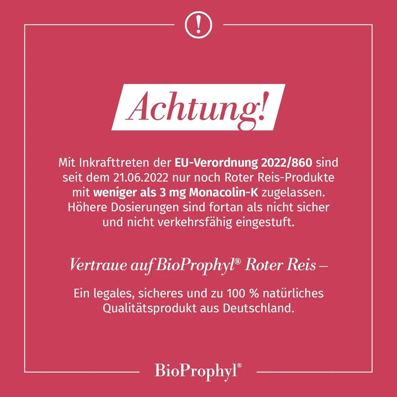BioProphyl® Red Rice 2.5 mg Monacolin-K | 250 Vegetable Capsules for 8 Months | Citrinin Free