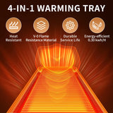 Electric Warming Tray（Extra Long 40”x12”），Food Warmer with Thermostat and Full Surface Heating，Food Warming Mat with 2 Temperature Modes for Parties Buffet，Gatherings，Gold Edge Warming Mat for Food