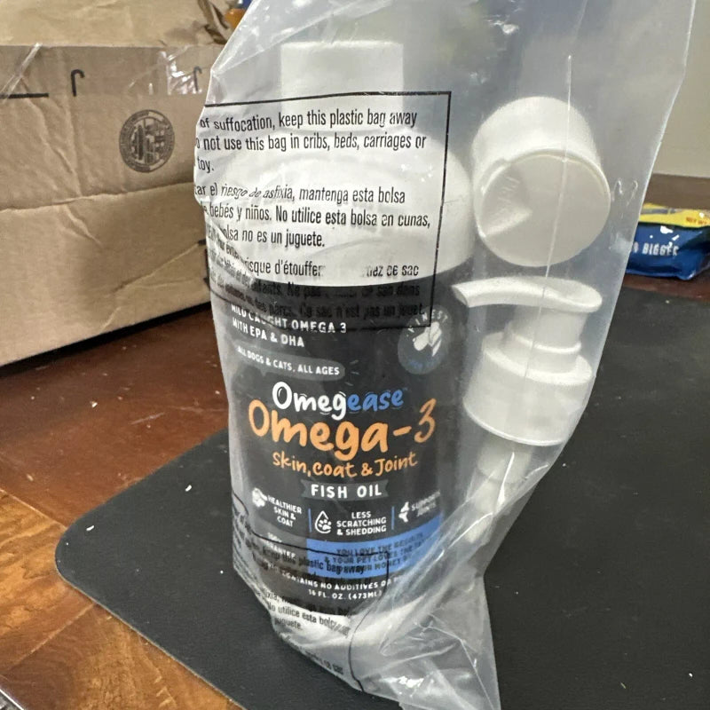 Finest For Pets 100% Pure Omega 3 Fish Oil for Dogs and Cats - Omegease Supplement for Skin a