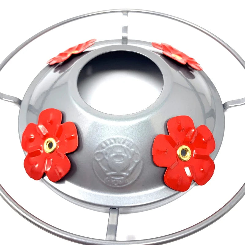 Grateful Gnome - Metal Top with Round Perch and 4 Flower Ports for Hummingbird Feeders - ONLY FITS GRATEFUL GNOME FEEDERS - TOP ONLY