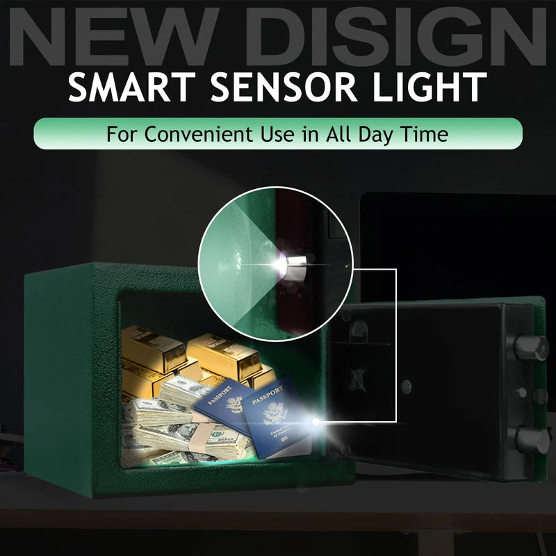 KOFAIR Safe with Fireproof Bag, Personal Mini Digital Money Lock Box (Green) - 0.23 Cubic Feet