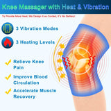 Knee Massager with Heat & Vibration, Heated Knee Brace for Knee Pain Relief, Heating Pad for Knee Joint Pain, Leg Massager, 3 Vibration Modes 3 Heat Levels, AC Adapter Provide More Heat(No Battery)