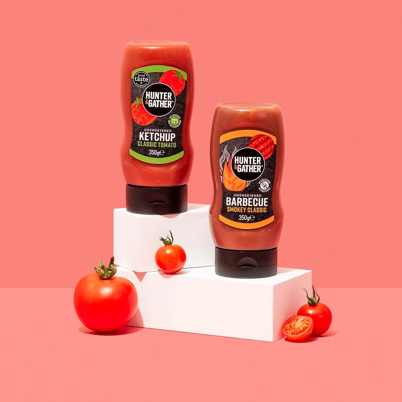 Hunter & Gather Unsweetened Ketchup Sauce | 350g Classic Ketchup Keto, Paleo, Low Carb & Vegan Friendly | Free from Added Sugar & Sweeteners