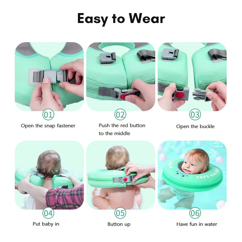 Baby Swimming Neck Ring Non Inflatable Ergonomic Thick Adjustable Baby Bath Float Neck Ring