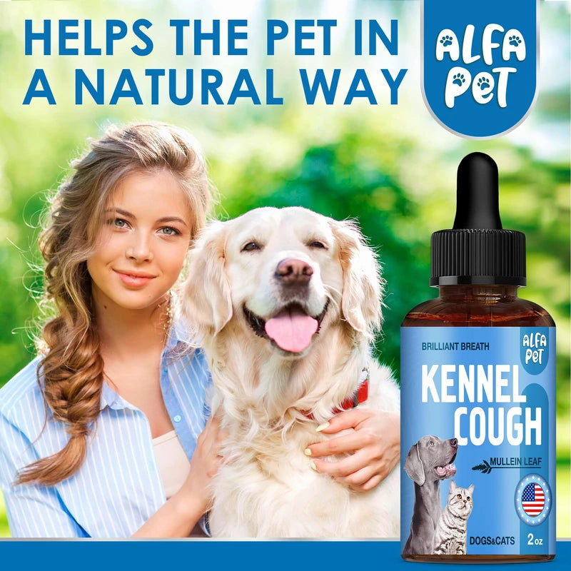 Alfa Pet Dog Cough Treatment Liquid ? Cat and Dog Cough Suppressant ? Natural Supplement for All Breeds ? Care for Breathing During All Life Cycle ? Marshmallow Root + Mullein Leaf in The Composition ? 2 Oz