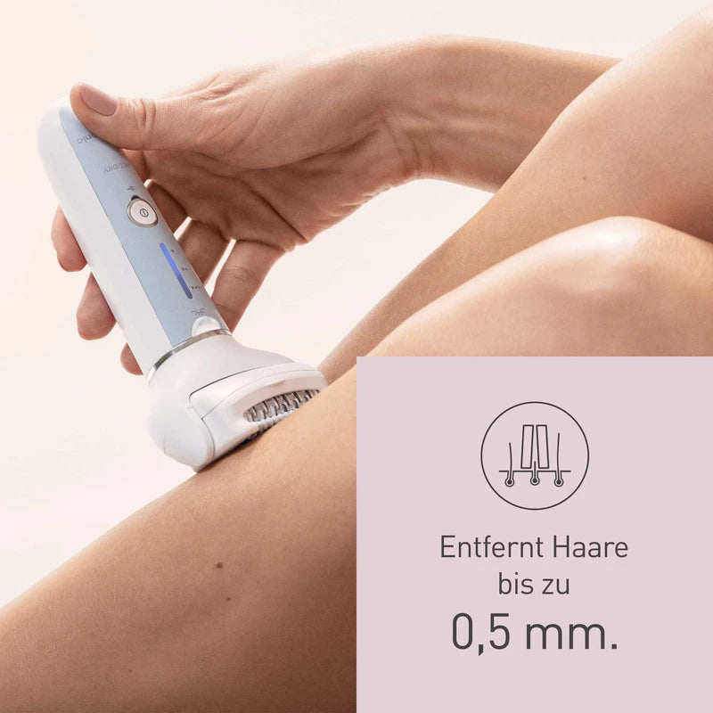 Panasonic ES-EY90-A503 Wet/Dry Epilator, Dual Disc with 60 Tweezers, 90° Swivel Head, 3 Speeds & LED Light, 30 Minutes Operation, Wireless, Hair Remover, Scissors and Foot Care Head
