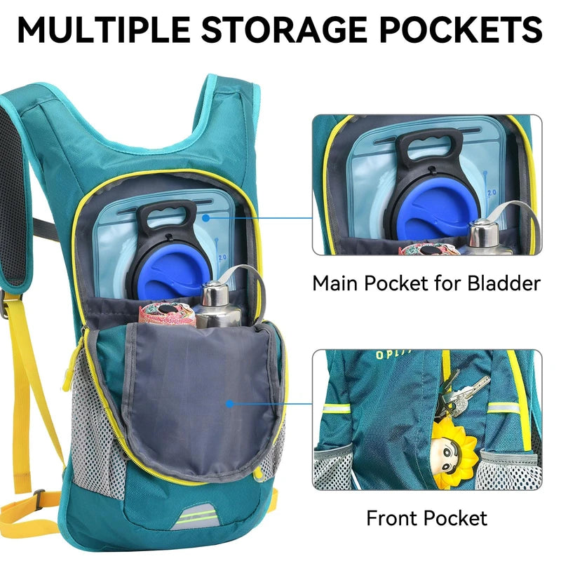 Hydration Pack,Hydration Backpack with 2L Hydration Bladder Lightweight Running Water Backpack for Women Men Kids (Dark Green)