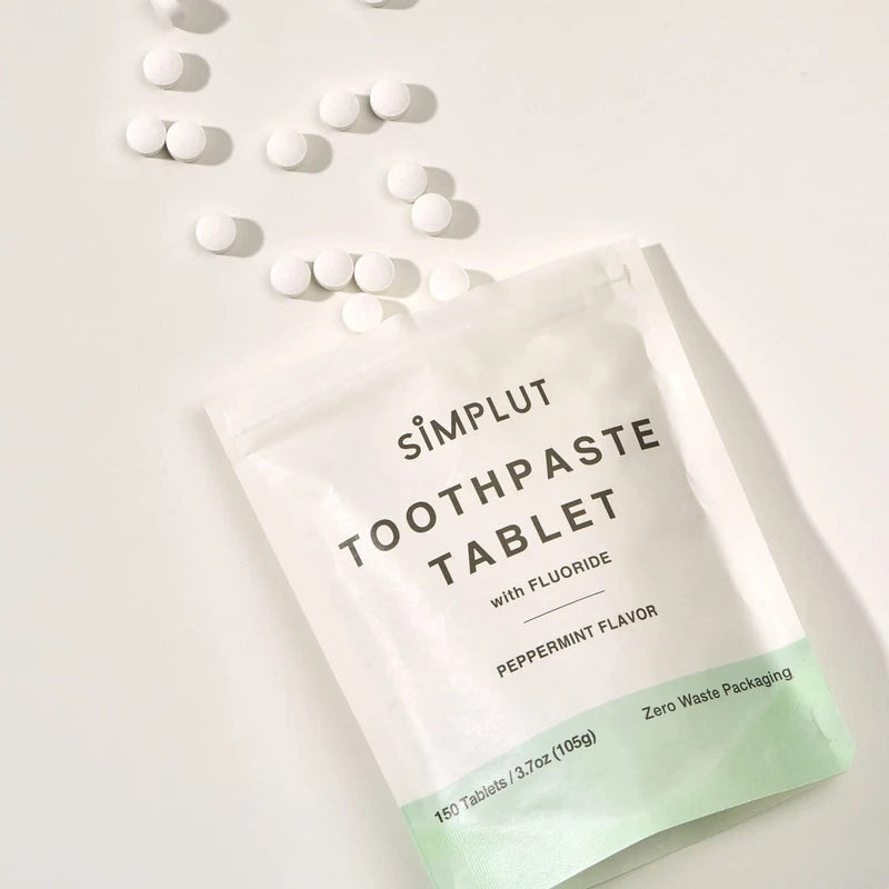 Chewable Toothpaste Tablets with Fluoride, 150 Pack - Travel Sized Oral Care, Eco Friendly Vegan Dental Tabs for Brushing - All Natural, SLS Free Ingredients for Adults - Peppermint Flavored