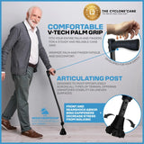 Dynamo Cyclone Cane - Ultimate Comfort, Stability and Balance - HSA/FSA Eligible - Adjustable Heavy Duty Walking Cane for Seniors, Men, Women - Stylish and Travel-Ready - Strong Support Cane (Black)