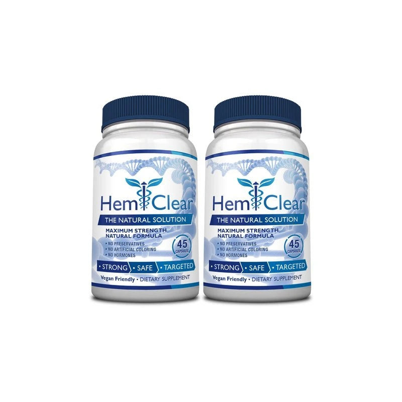 HemClear for Hemorrhoids - Vegan, 100% Natural Formula for Hemorrhoid Relief & Vascular Health - Maximum Strength 2 Bottles