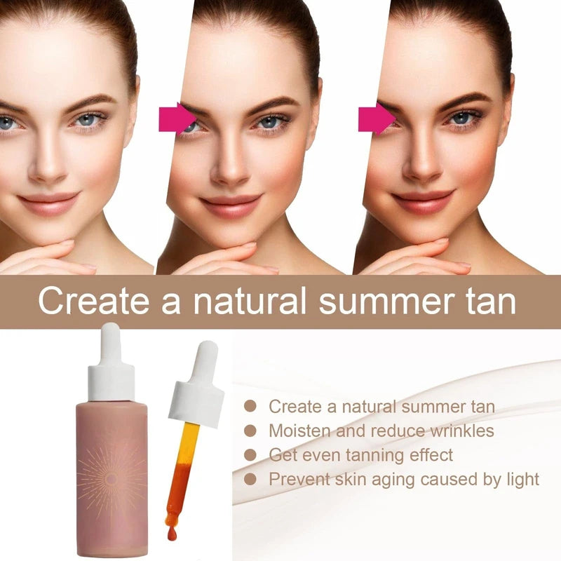 60ML Zeria Sunless Tanning Drops,Zeria Tanning Drops U Drink,Tan-ning D-rops Self Tanner,Dolcelove T-anning D-rops