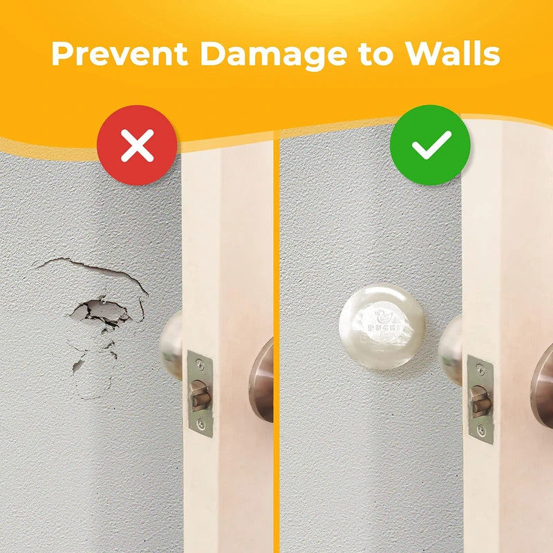 Ducki Wall Protectors - 4 Pack Clear Self Adhesive, Reusable Solution for Stopping Damage & Noise from Doors, Refrigerators More in Your Home or Office Durable, Shock Absorbent Discreet