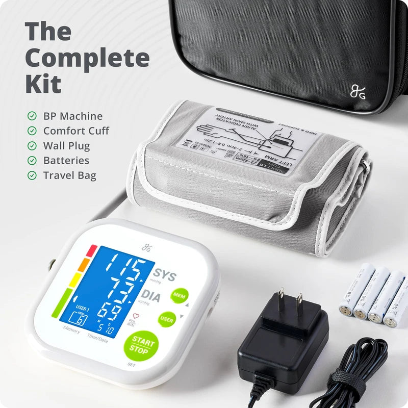 Greater Goods Greater Goods Blood Pressure Monitor - Complete BP Machine Kit with Wall Adapter and Premium Comfort Cuff, Designed in St. Louis