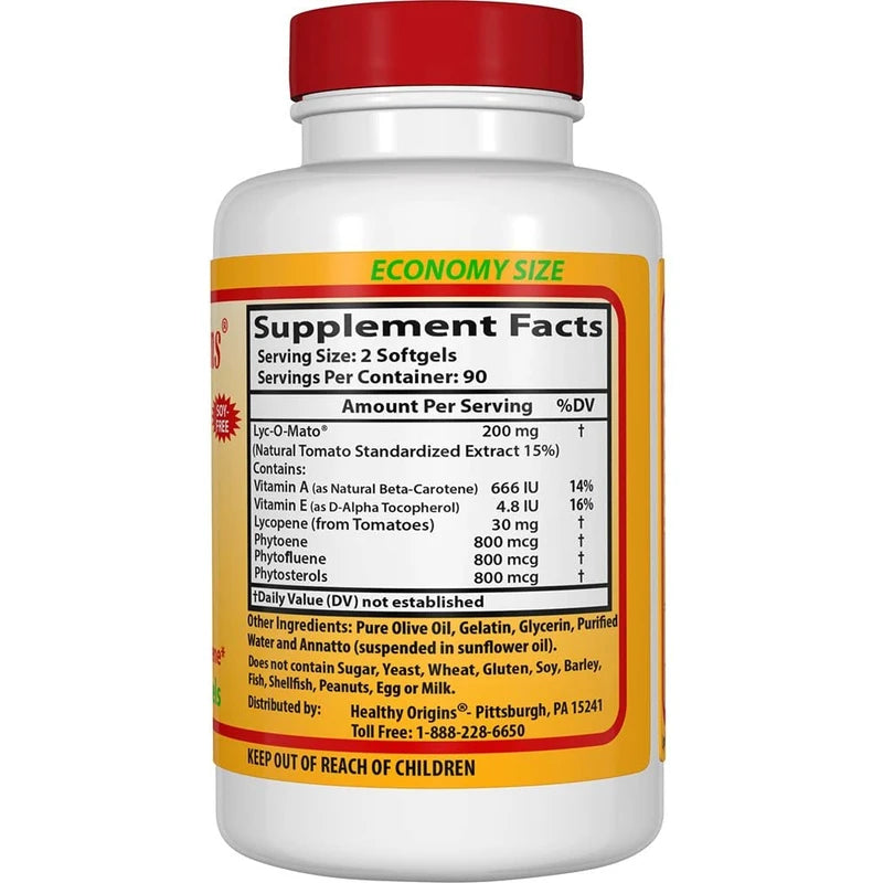 Healthy Origins LYC-O-Mato Lycopene (Non-GMO) 15 mg, 180 Softgels