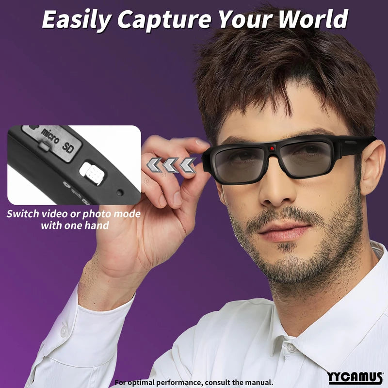 YYCAMUS 4K Camera Glasses, Upgrade Smart Sunglasses with Camera, Video Glasses with UV Protection for Outdoor Activities & Travel