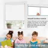 ChrisDowa Blackout Roller Shade Cordless Blinds for Indoor Windows Total Black Out Pull Down 34 Inch Blinds with Jacquard Fabric Thermal Insulated UV Protection for Home, Office (White, 34"W x 72"H)