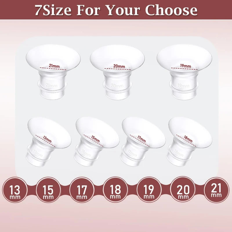 Flange Insert 14pcs 13/15/17/18/19/20/21mm*2 Compatible with Momcozy S12 Pro/S9 Pro/S10/S12/Spectra/Medela/Bellababy/Lansinoh/TSRETE/Willow 24mm Breast Pump,Reduce 24mm Tunnel Down to Correct Size