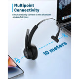 Bluetooth Headset with Microphone, Wireless Headset, Qualcomm Chip/ENC Noise Reduction Mic/Lightweight Comfort/20H Playtime/Multipoint, Stereo Single-Ear Headset for Laptop/Cell Phone/Tablet