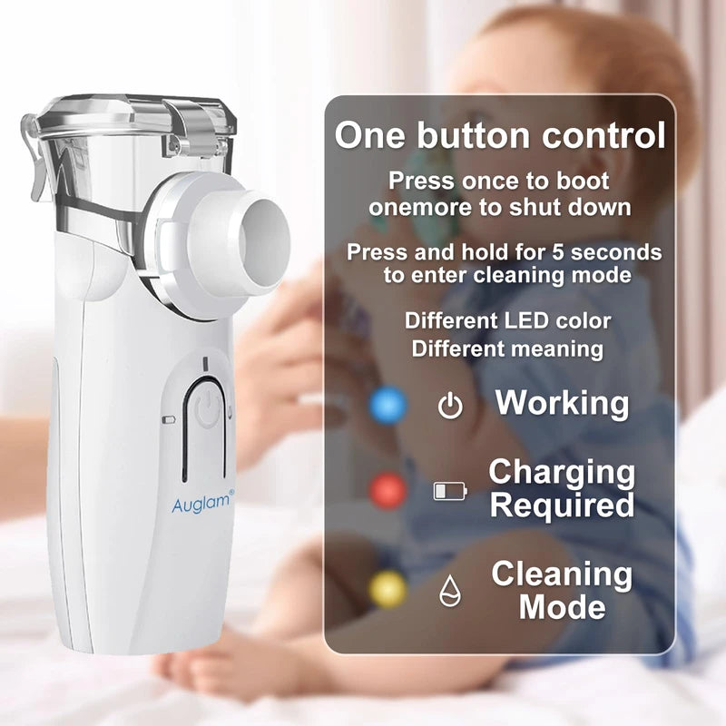 Nebulizer, Ultrasonic Portable Nebulizer, USB Rechargeable Portable Nebulizer with Mouthpiece, Nebulizer Machine for Adults & Kids with Auto Clean, Travel, Home, Daily use