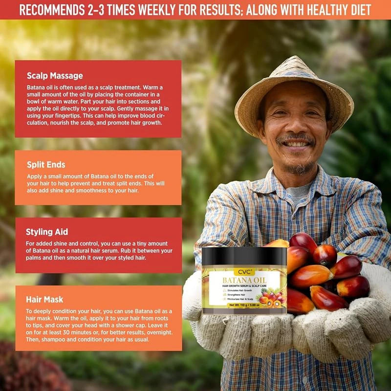 CVC Unrefined Organic Batana Oil | 100% Pure & Natural | Promotes Hair Growth & Moisture | 3.88 OZ - Specification: Default