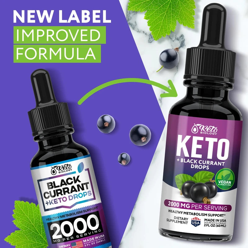 Drugstore Black Currant Seed Oil Extract + Keto Drops 2000 mcg - Made in USA - Natural Keto Liquid Keto Supplement - Advanced Ketones Supplement Keto Food - 2 fl oz