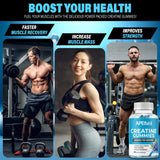 APEfuel Creatine Gummies for Men & Women - Sugar-Free Blueberry Flavored Pre-Workout Gummies for Muscle Growth, Strength & Cognitive Support - 3000mg Creatine Dietary Supplement (30-Days Supply)