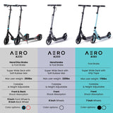 Aero A230 Adult Kick Scooter for Teens 12 or 14 Years and up, Adults Scooters with Disc Brake, Rubber Mat, Double Shock Absorption, ABEC-7 Bearing, Max 250 lbs, Foldable and Height Adjustable