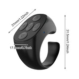 Fingertip Wireless Bluetooth Remote Control, TIK-to-k Remote Control APP Kindle Page Turner, Scrolling Rings Rechargeable Camera Remote for Phones Tablets(Black)