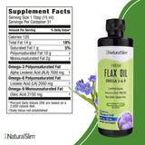 NaturalSlim NaturalSlim Flax Oil - Flaxseed Oil Liquid Supplement with Omega 3 6 9 - Cold-Pressed Certified Organic Flax Seed Oil for Hair, Skin, Nails, Healthy Cells & Vegetable Oil for Cooking - 16 fl. Oz.