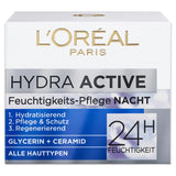 L'Oréal Paris Night Cream for the Face, Anti-Ageing Moisturiser with Omega 3 and 6, Moisturising Face Cream for the Night, Hydra Active 3, 1 x 50 ml