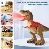 BAZOVE Remote Control Dinosaur Toys for Boys, Electric T-rex Dinosaur Robot Toy, 2.4Ghz RC Walking Dinosaur Toy with Rotation Stunt, LED Light & Sound, Gifts for Kids 3-5 Years Old