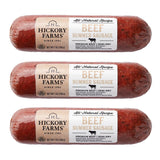 Hickory Farms All-Natural Beef Summer Sausage - 3 Pack | Free of Nitrites, Nitrates, and Hormones, Great for Snacking and Charcuterie Boards, High Protein Snack, Made with Premium Beef