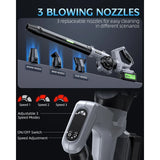 Leaf Blower - 150000RPM Cordless Electric Blower - 2 X 4.0Ah Batteries and Charger - 3 Speed Mode - 21V Lightweight Leaf Blower for Patio Cleaning, Lawn Care (Gray)