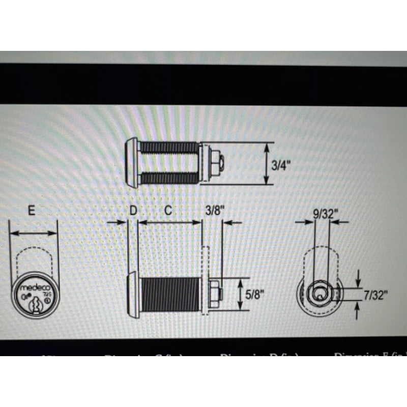Medeco New Medeco 72S Cam Lock, High Security with 2 Keys