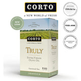 Corto TRULY | 100% Extra Virgin Olive Oil | Floral Notes | Cold Extracted in State-of-the-Art Mill | Straight from Official Corto Olive Groves & Oil Producer | Oxygen-Free, Light Free FlavorLock Box