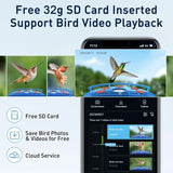 Hummingbird Feeder with Camera, Smart Bird Feeder with Camera Solar Powered, Free AI Identify Bird Species, Auto Capture Bird Videos, Ideal Gift for Bird Lover (2.4G HZ WiFi)