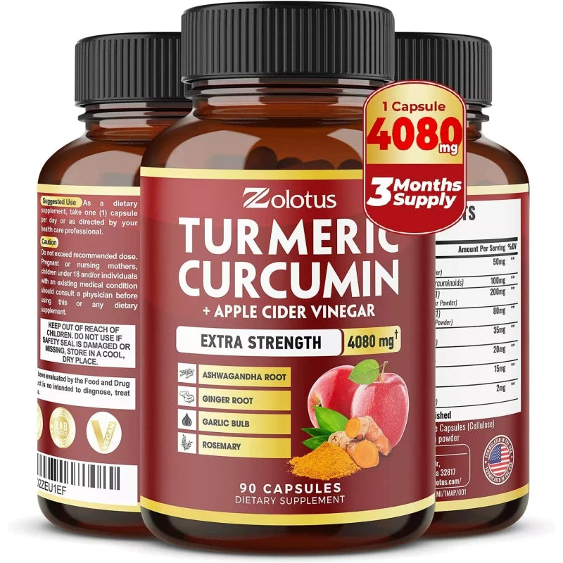 Zolotus Tumeric Curcumin Max Potency with Bioperine Black Pepper 4080mg 90 Capsules