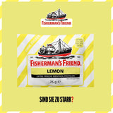 Fisherman's Friend Lemon, 24er Vorratsbox, Zitrone und Menthol Geschmack, zuckerfrei & vegan, Bonbons für frischen Atem, 24 x 25g