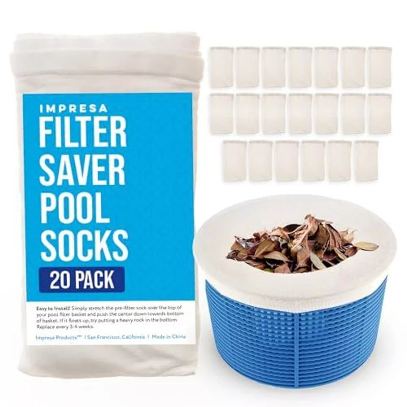 Impresa [20-Pack] Pool Skimmer Socks - Excellent Savers for Pool Baskets and Skimmers