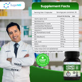 SugarMD Dr. Ergin's Kidney Support Formula 30 Capsules (30 Day Supply) - Kidney Supplements for Men & Women - Kidney Support Supplement for Healthy Kidney Function