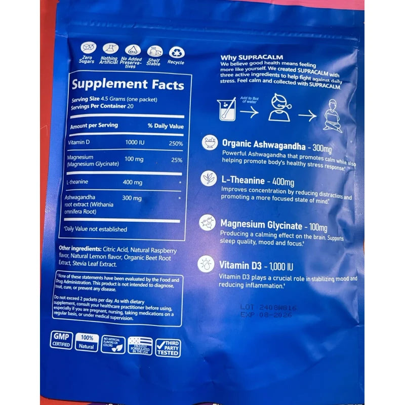 Supracalm Powdered Drink 20 Packets  No Sugar.Expirati