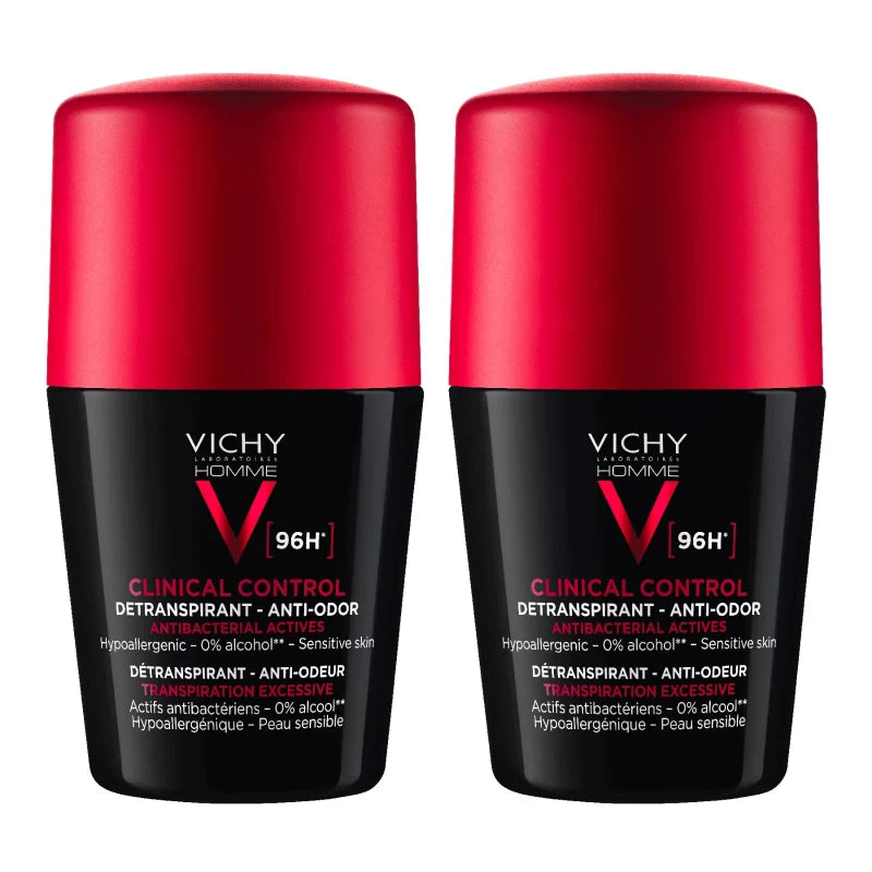 VICHY Clinical Control for Men Roll On Deodorant Anti-Perspirant 96h - 2x50ml
