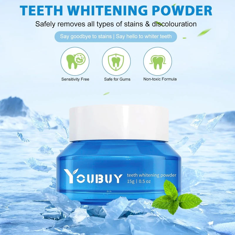 2Pcs You Buy Tooth Whitening Powder,YouBuy Teeth Whitening Powder,You Buy Teeth Whitening Powder Toothpaste,Teeth Whitening and Stain Removal, Effective in Strengthening Teeth and Gums(15g/0.5oz)