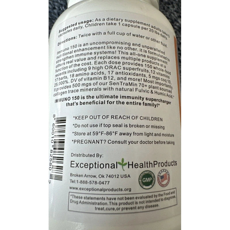 branded Immuno 150 With 70+Plant Minerals Plus 89 Additional Nutrients. 150 Caps